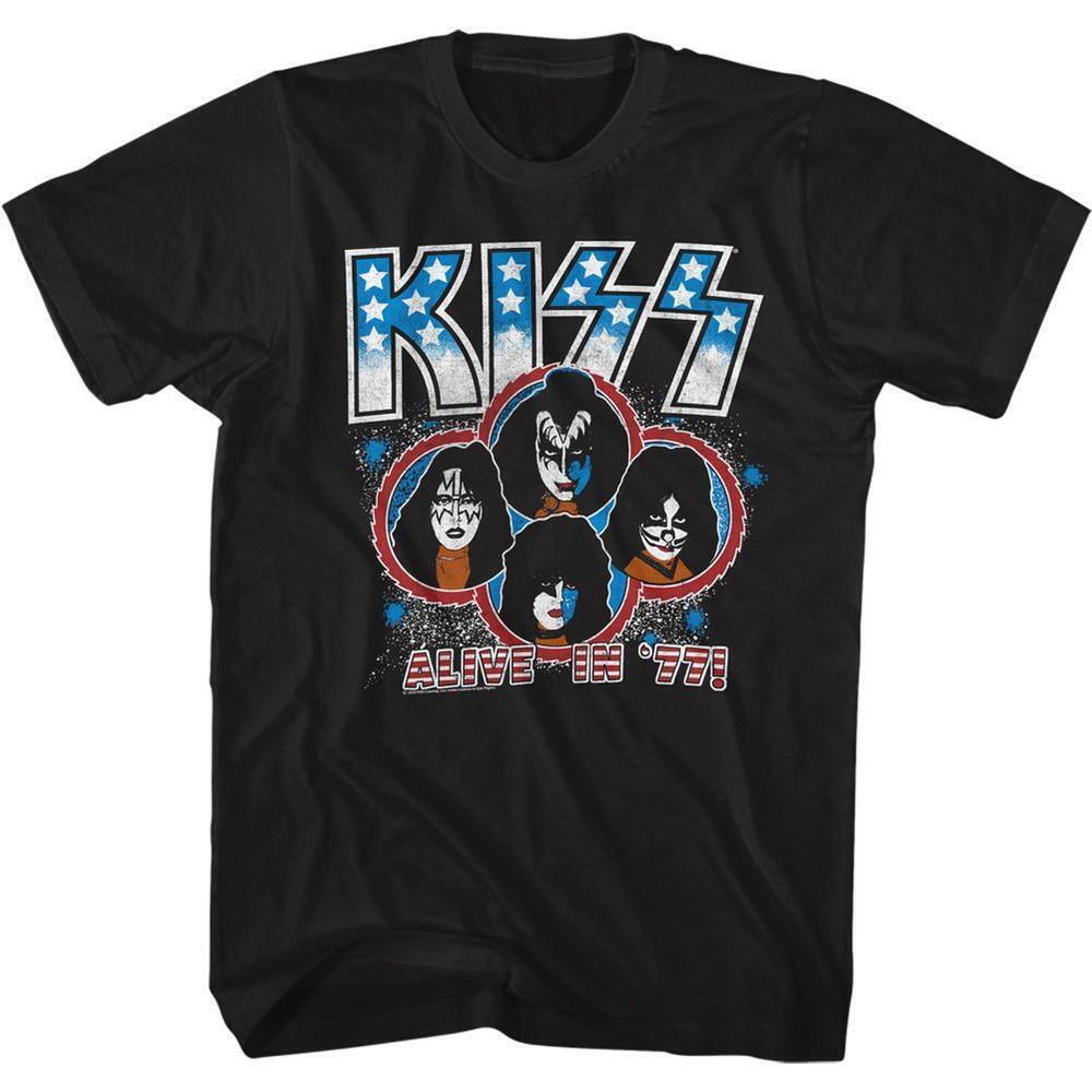 Kiss Alive In 77 Black Adult Classic T Shirt
